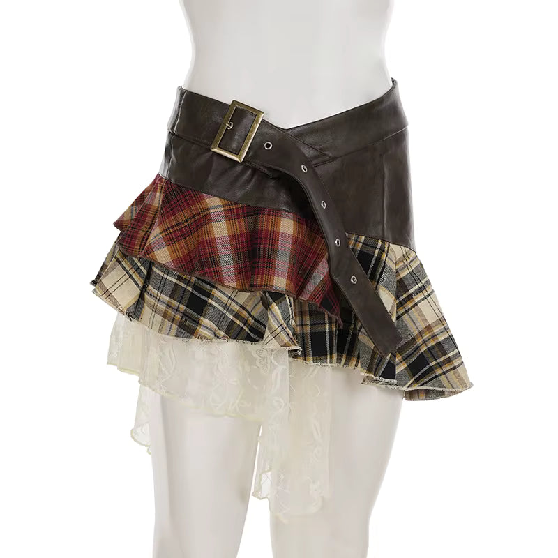 Autumn Riot Plaid Mini Skirt