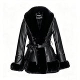Midnight Heiress Fur-Trim Coat