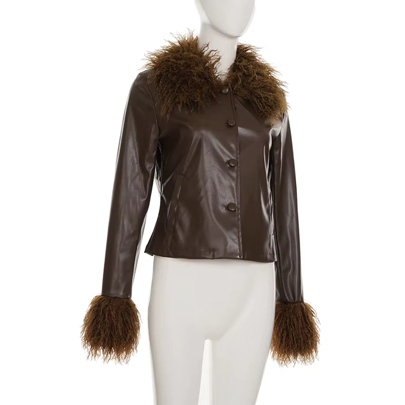 Mocha Muse Fur Trim Jacket