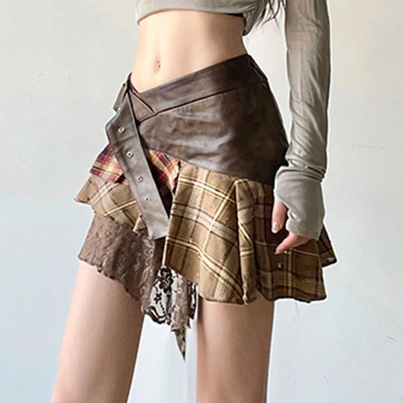 Autumn Riot Plaid Mini Skirt