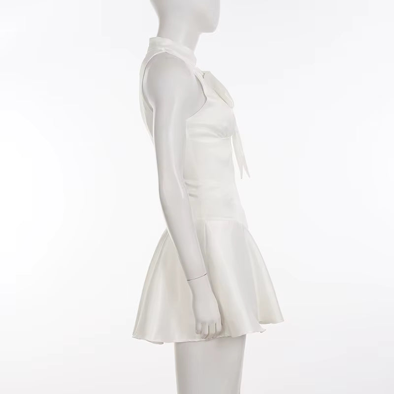Ivory Café Bow Mini Dress