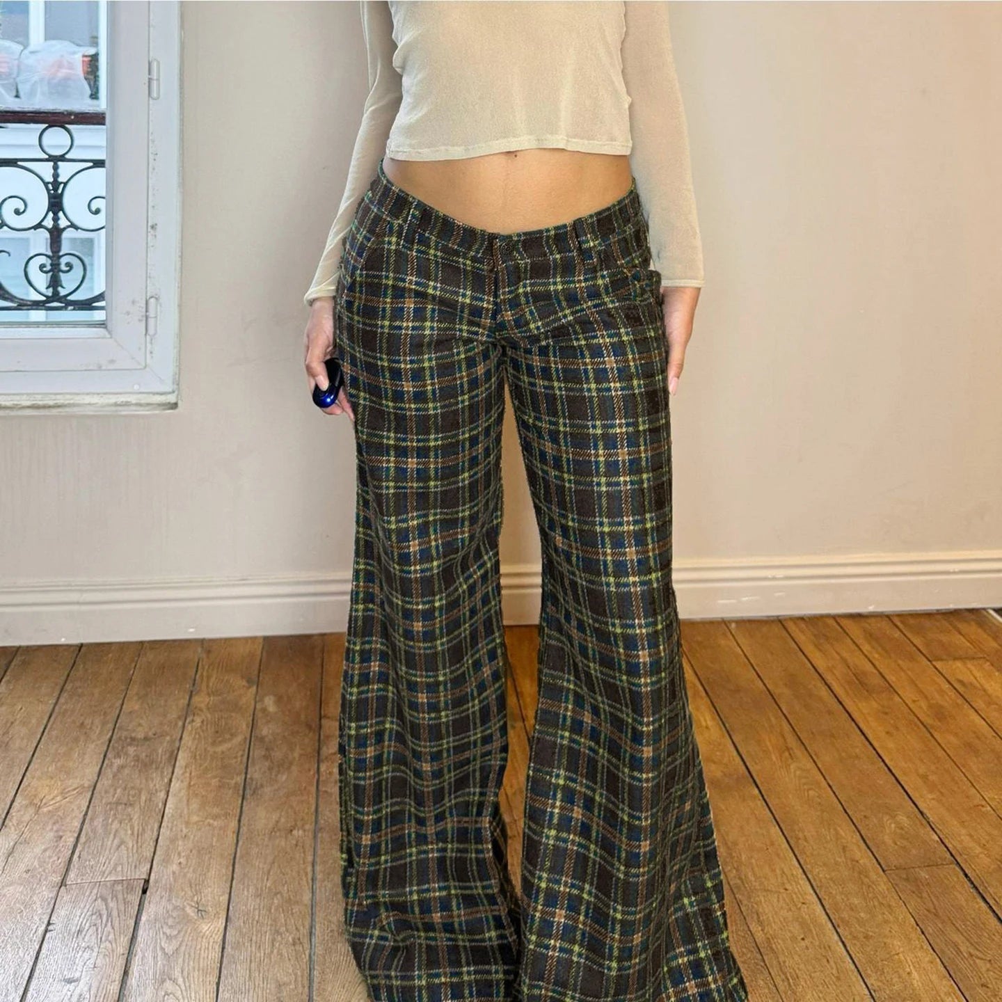 Campus Crush Plaid Flare Pants
