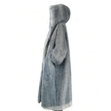 Zeyu 2026 New Arrival Women's Faux Fur Coat Ostrich Feathers Longline Hooded Loose-Fit Eco-friendly Windproof Stylish Warm