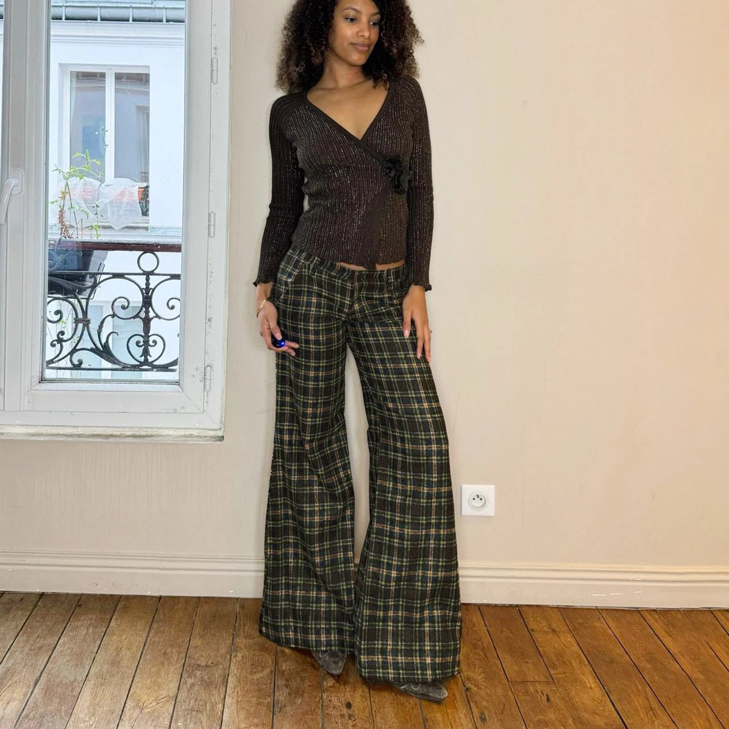 Campus Crush Plaid Flare Pants