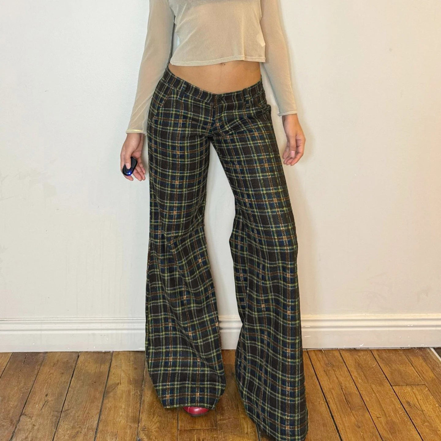 Campus Crush Plaid Flare Pants
