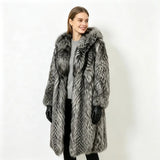 Midnight Chalet Hooded Faux Fur Coat