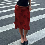 Bordeaux Bloom Midi Skirt