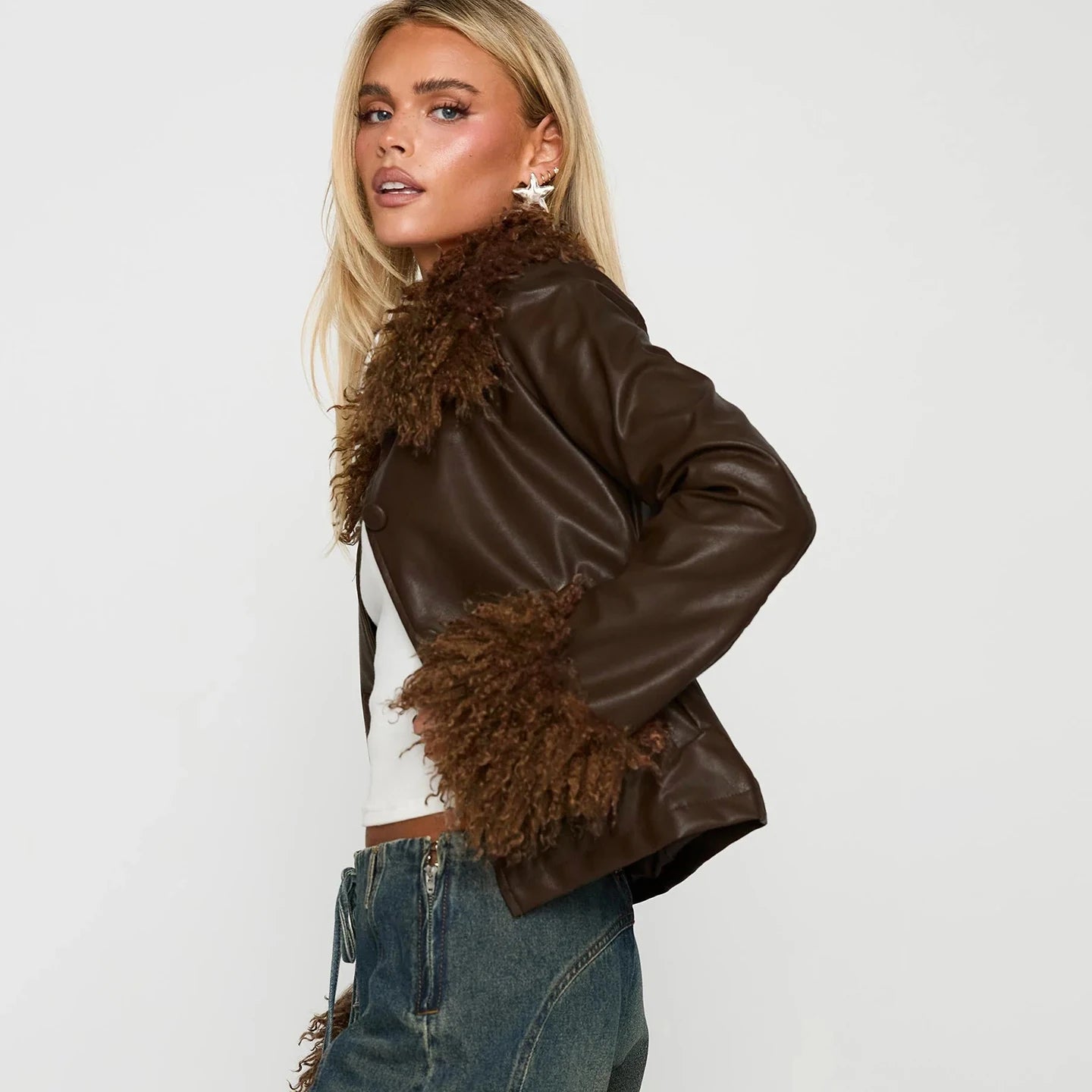 Mocha Muse Fur Trim Jacket