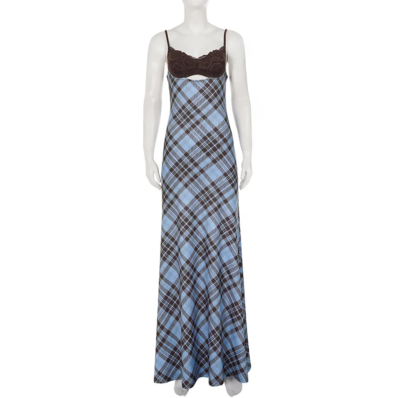 Blair Plaid Lace Maxi Dress