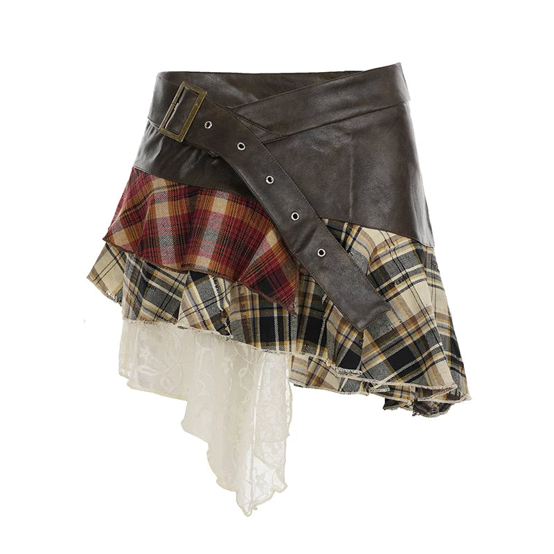 Autumn Riot Plaid Mini Skirt