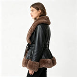 Midnight Heiress Fur-Trim Coat