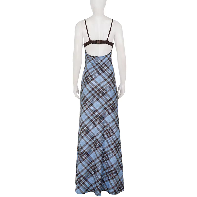 Blair Plaid Lace Maxi Dress