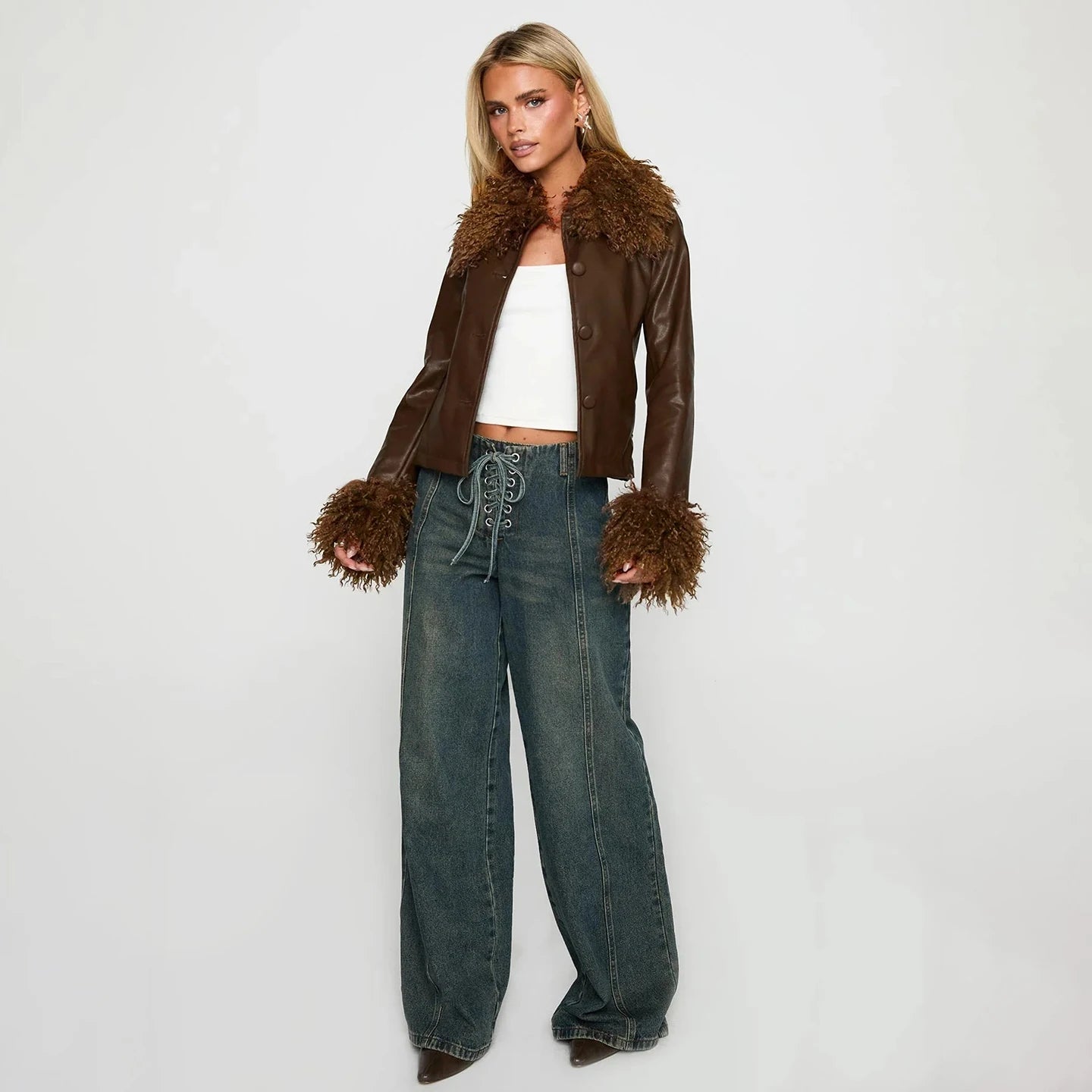Mocha Muse Fur Trim Jacket