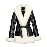 Midnight Heiress Fur-Trim Coat