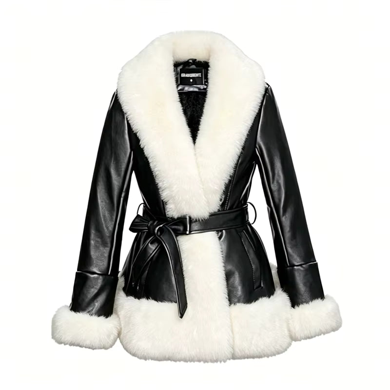 Midnight Heiress Fur-Trim Coat