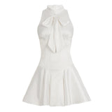 Ivory Café Bow Mini Dress