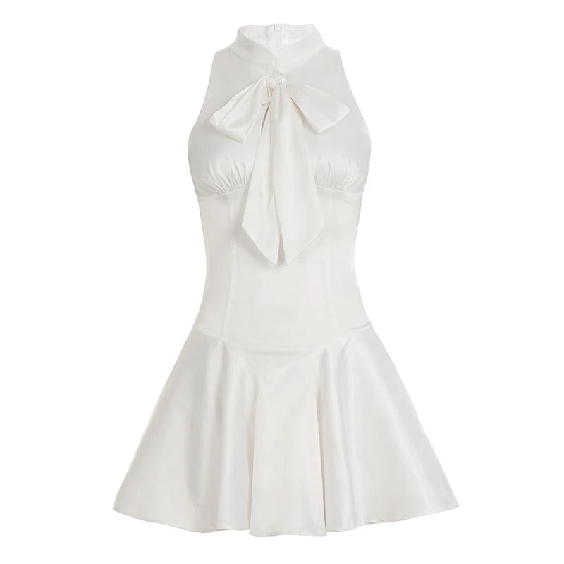 Ivory Café Bow Mini Dress