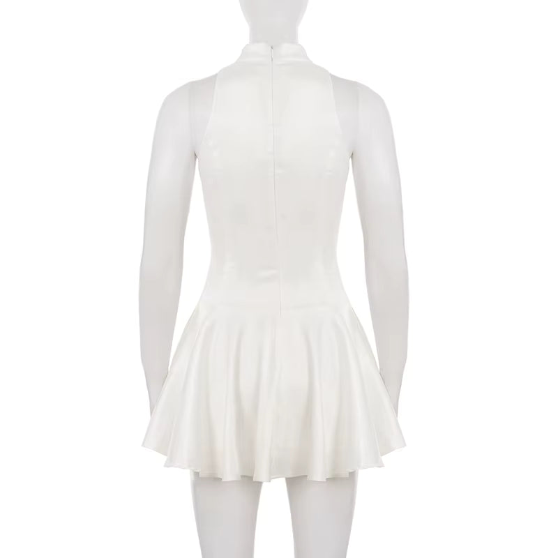 Ivory Café Bow Mini Dress