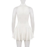 Ivory Café Bow Mini Dress