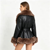 Midnight Heiress Fur-Trim Coat