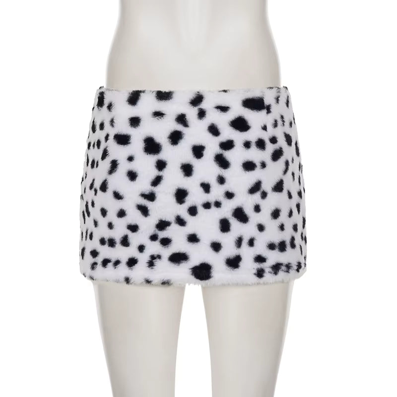 Snow Leopard Bow Mini Skirt