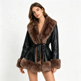 Midnight Heiress Fur-Trim Coat