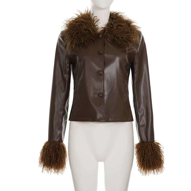 Mocha Muse Fur Trim Jacket
