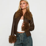 Mocha Muse Fur Trim Jacket