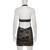Black Rose Lace Mini Dress
