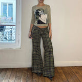 Campus Crush Plaid Flare Pants