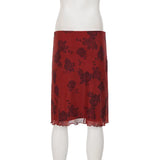 Bordeaux Bloom Midi Skirt