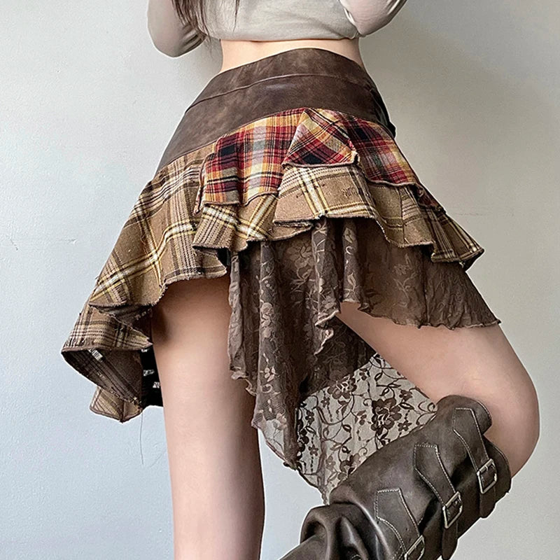 Autumn Riot Plaid Mini Skirt