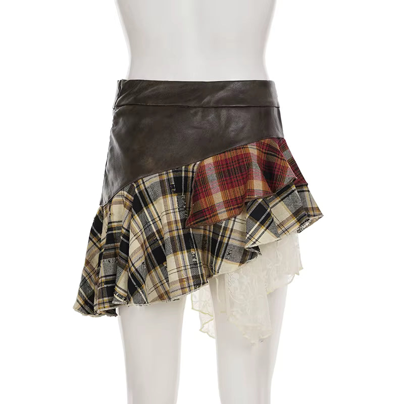 Autumn Riot Plaid Mini Skirt