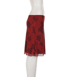 Bordeaux Bloom Midi Skirt