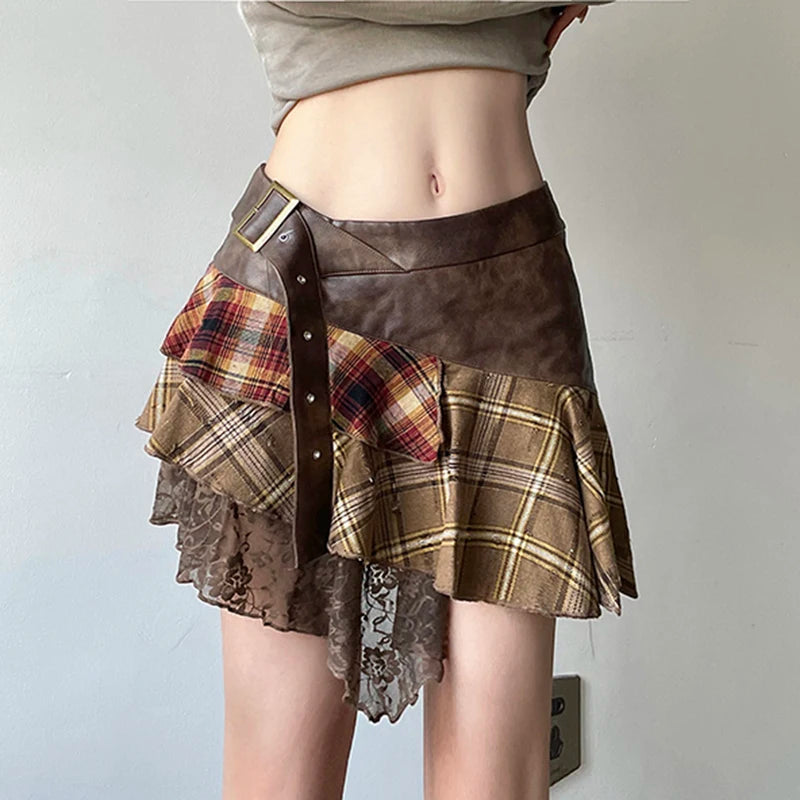 Autumn Riot Plaid Mini Skirt
