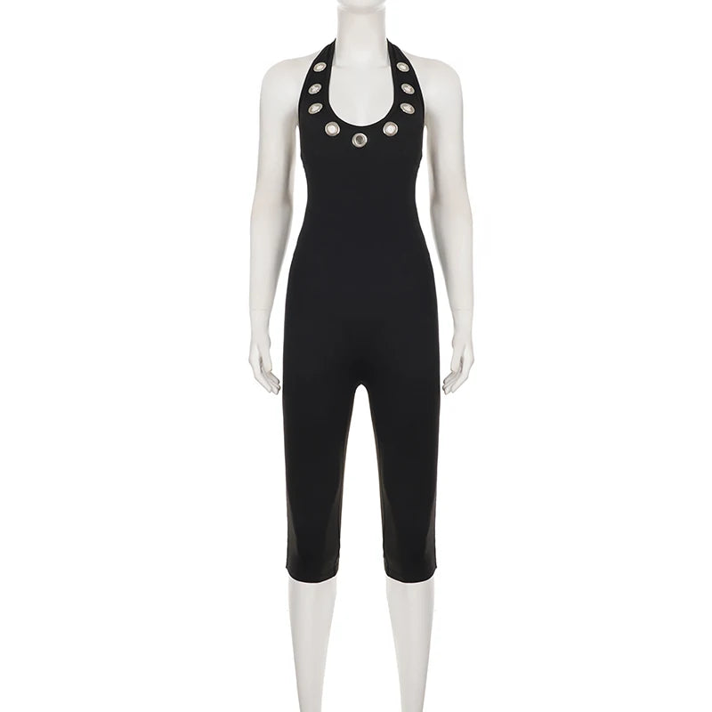 Raven Eyelet Capri Jumpsuit