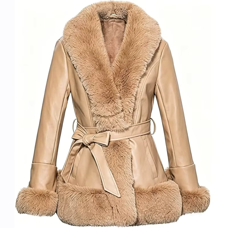 Midnight Heiress Fur-Trim Coat