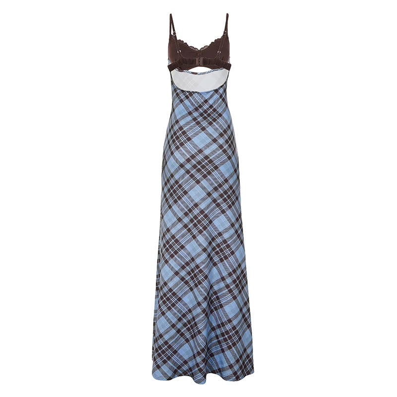 Blair Plaid Lace Maxi Dress