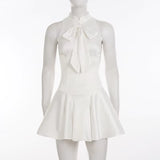 Ivory Café Bow Mini Dress