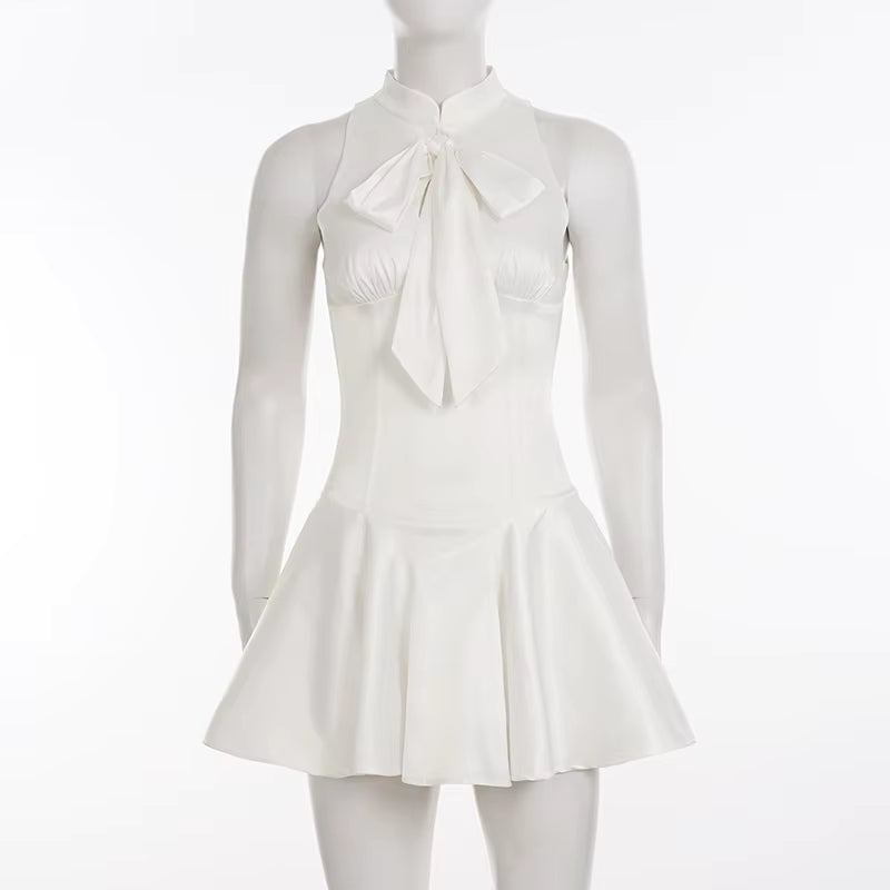 Ivory Café Bow Mini Dress