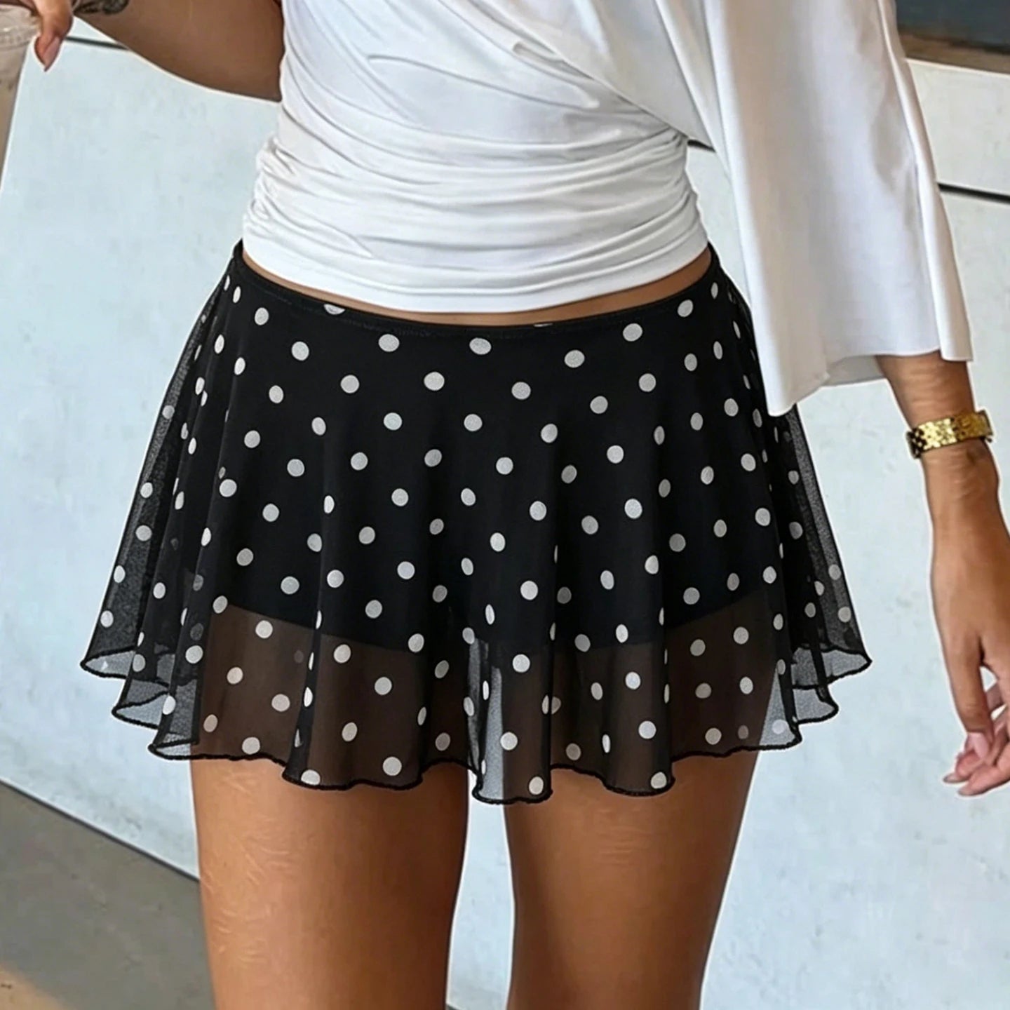 Dot After Dark Mini Skirt