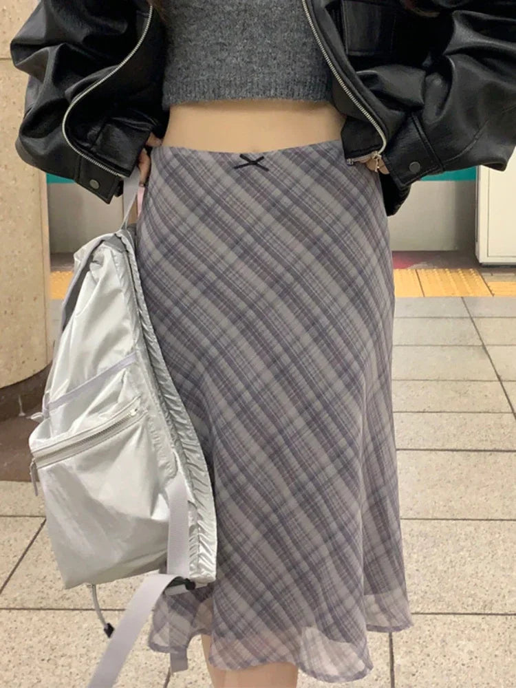 Off Duty Plaid Midi Skirt