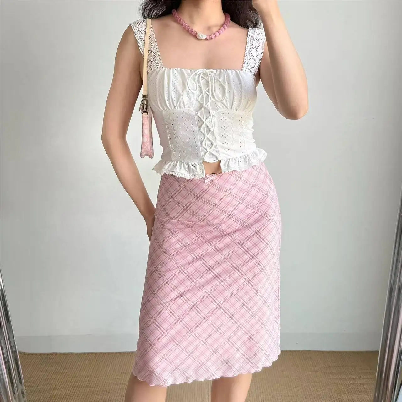 Off Duty Plaid Midi Skirt
