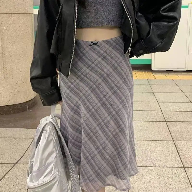 Off Duty Plaid Midi Skirt