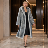 Zeyu 2026 New Arrival Women's Faux Fur Coat Ostrich Feathers Longline Hooded Loose-Fit Eco-friendly Windproof Stylish Warm