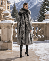 Midnight Chalet Hooded Faux Fur Coat