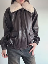 Café Cloud Shearling Bomber Jacket